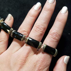 .925 Heng Ngai Sterling Bracelet Onyx Black